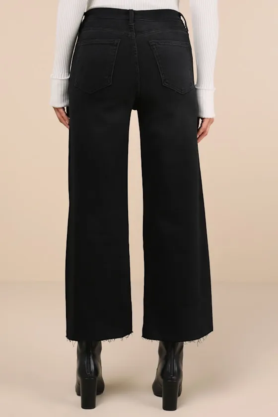 Stylish Promise Washed Black Wide-Leg Raw Hem Jeans sold by Lulus product image thumbnail 3