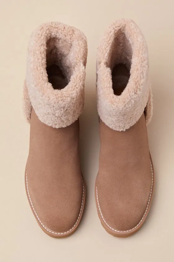 Hug H20 Mushroom Suede Leather Faux Fur Ankle Booties sold by Lulus product image thumbnail 3