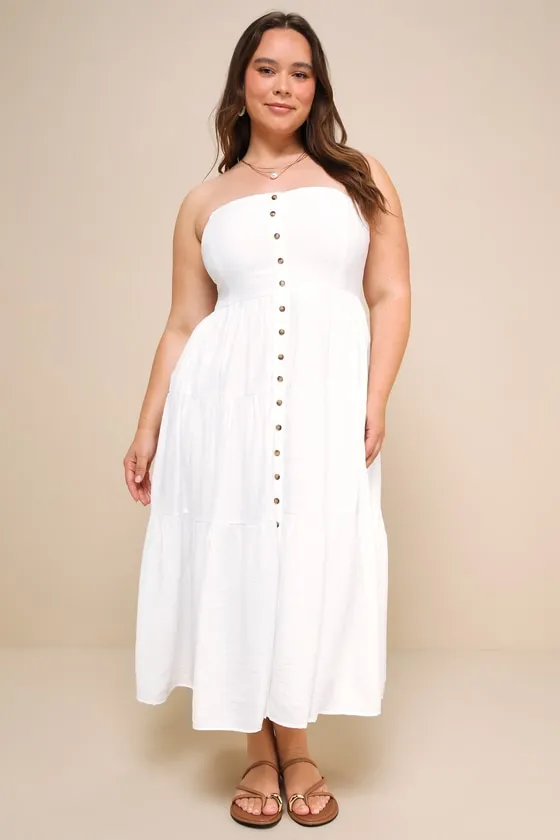 Sweetness and Sunshine White Strapless Midi Dress With Pockets sold by Lulus product image thumbnail 2