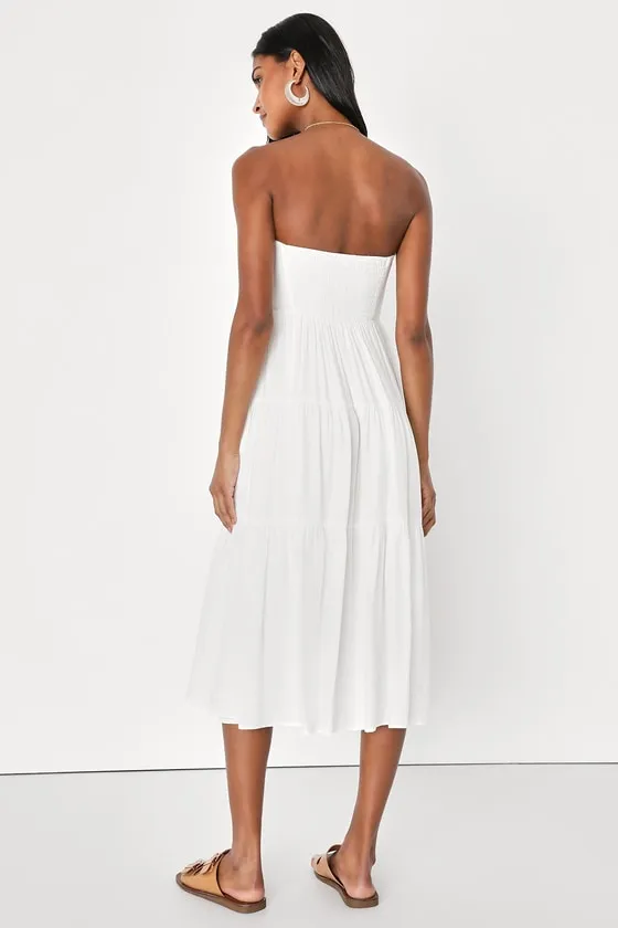 Sweetness and Sunshine White Strapless Midi Dress With Pockets sold by Lulus product image thumbnail 3