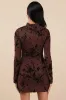 Posh Expertise Brown Mesh Burnout Velvet Floral Mini Dress sold by Lulus