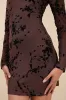 Posh Expertise Brown Mesh Burnout Velvet Floral Mini Dress sold by Lulus