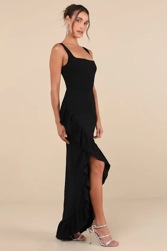 Immaculate Excellence Black Sleeveless Ruffled Tulip Maxi Dress sold by Lulus product image thumbnail 2