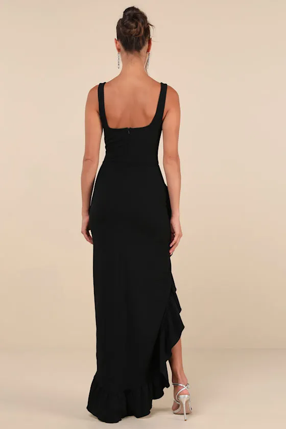 Immaculate Excellence Black Sleeveless Ruffled Tulip Maxi Dress sold by Lulus product image thumbnail 3
