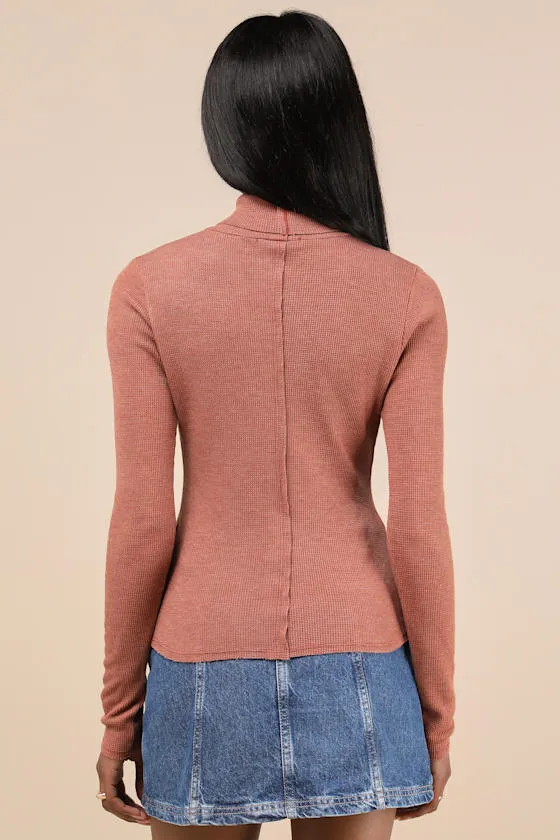 Autumn Favorite Rust Thermal Knit Turtleneck Long Sleeve Top sold by Lulus product image thumbnail 2