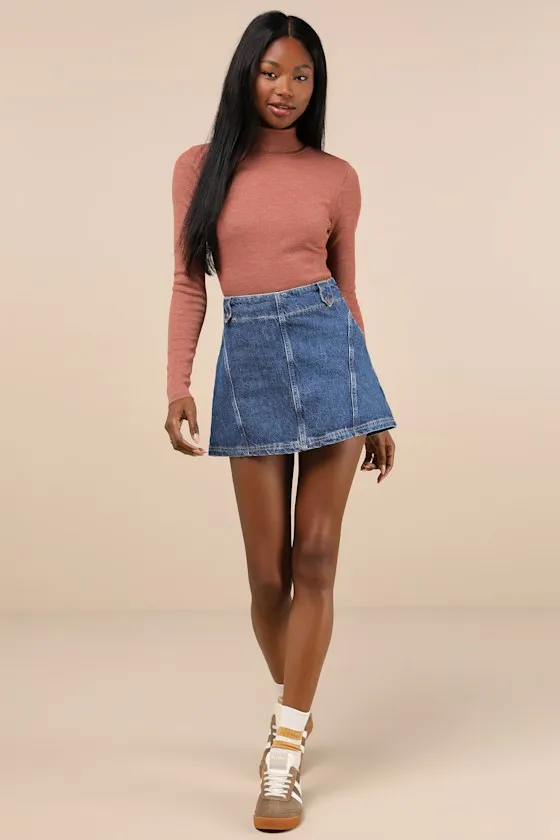 Autumn Favorite Rust Thermal Knit Turtleneck Long Sleeve Top sold by Lulus product image thumbnail 3