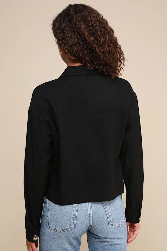 Everyday Enjoyment Black Lightweight Linen Jacket sold by Lulus product image thumbnail 3
