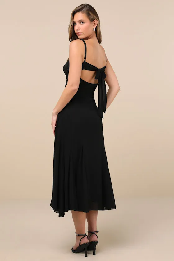Enticing Invite Black Pleated Midi Dress sold by Lulus product image thumbnail 2