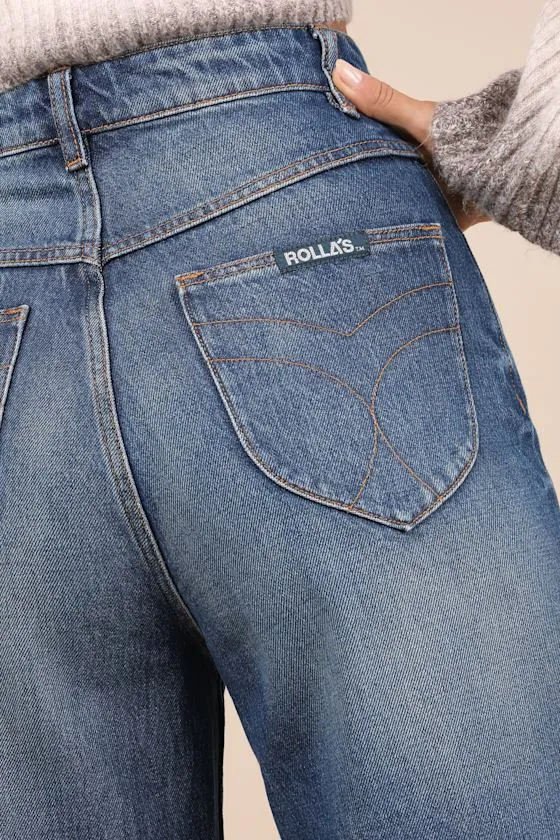 Studio Flare Medium Wash Wide-Leg High-Rise Jeans sold by Lulus product image thumbnail 4