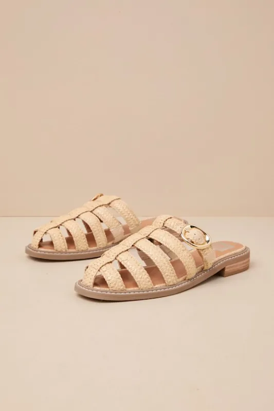 Fyona Raffia Buckle Mules sold by Lulus