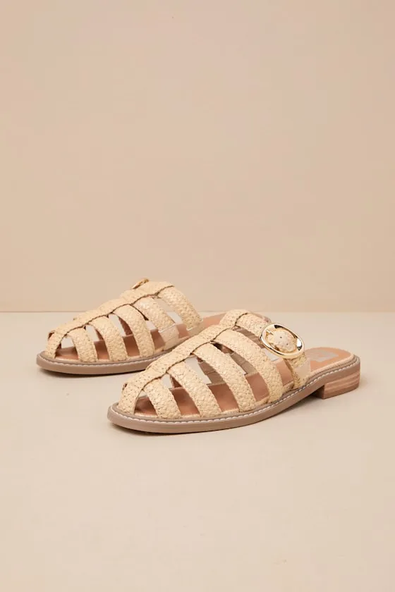 Fyona Raffia Buckle Mules sold by Lulus