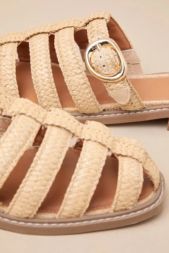 Fyona Raffia Buckle Mules sold by Lulus product image thumbnail 3