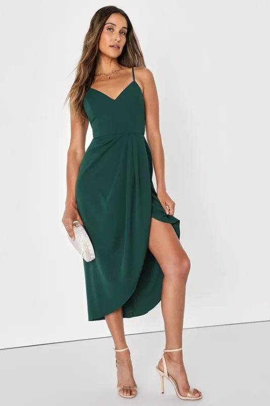 Reinette Dark Green Midi Dress sold by Lulus