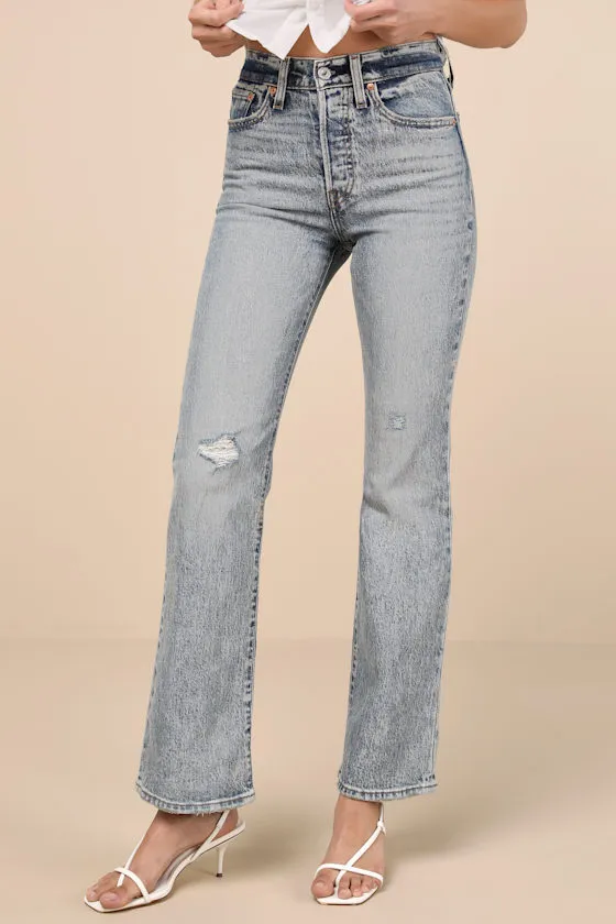 Wedgie Bootcut Light Wash High-Rise Distressed Denim Jeans sold by Lulus product image thumbnail 2