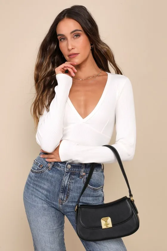 Picturesque Charm Black Faux Leather Shoulder Bag sold by Lulus product image thumbnail 2