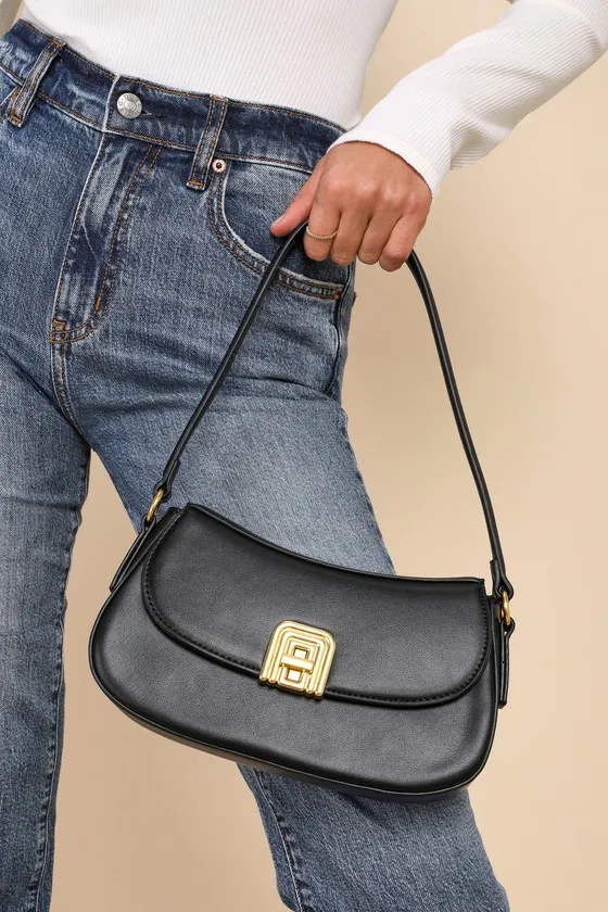 Picturesque Charm Black Faux Leather Shoulder Bag sold by Lulus product image thumbnail 3