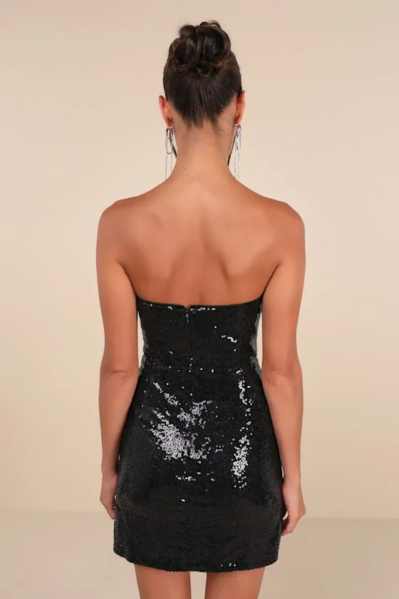 Unstoppable Glow Black Sequin Strapless Mini Dress sold by Lulus product image thumbnail 2