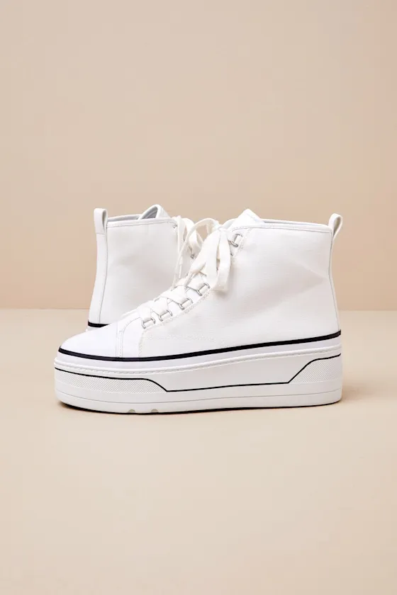 Eyekonn White High Top Platform Lace-Up Sneakers sold by Lulus