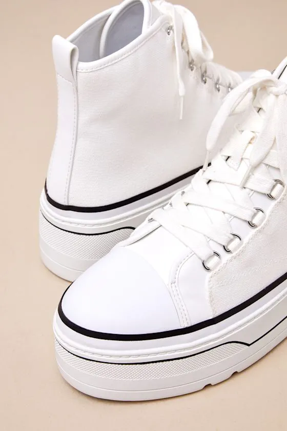 Eyekonn White High Top Platform Lace-Up Sneakers sold by Lulus product image thumbnail 3