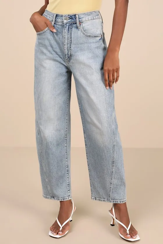 Westward Light Wash High-Rise Barrel Jeans sold by Lulus product image thumbnail 2