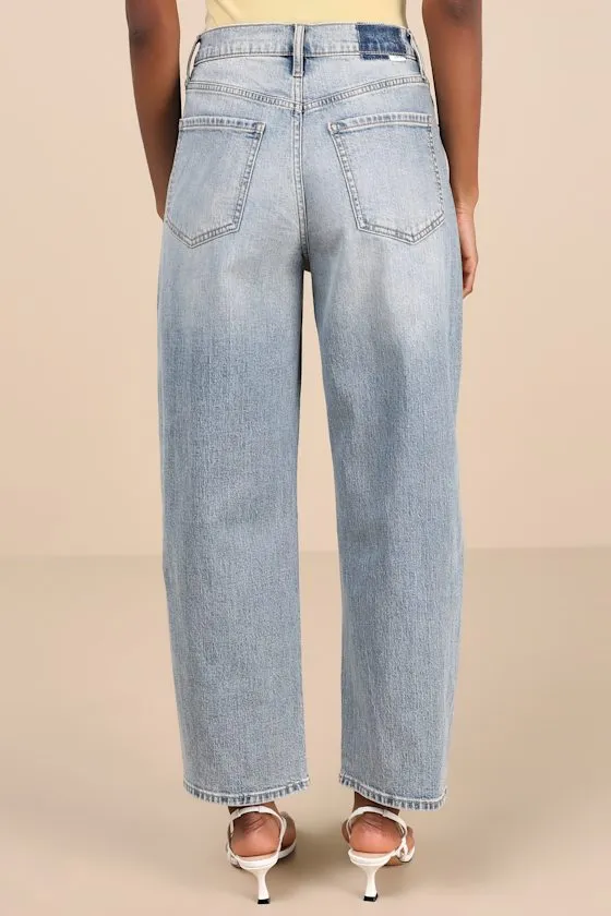 Westward Light Wash High-Rise Barrel Jeans sold by Lulus product image thumbnail 3