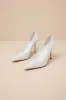 Kennett White Pinstripe Pointed-Toe Pumps sold by Lulus
