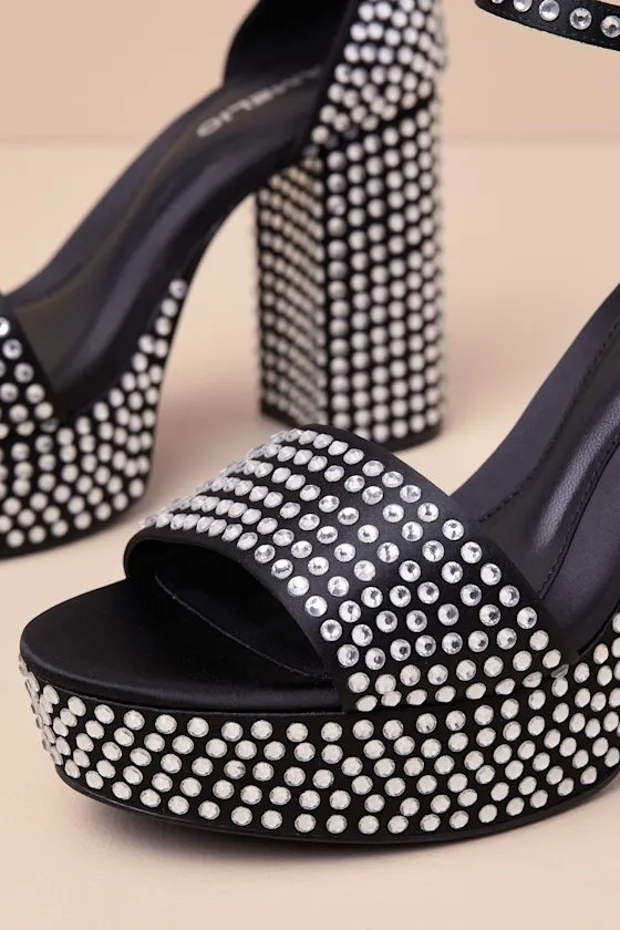 Mayvinaa Black Rhinestone Platform Ankle Strap Sandals sold by Lulus product image thumbnail 3