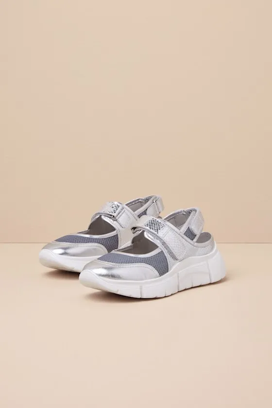 Track Star Metallic Silver Leather Flatform Sneakers sold by Lulus product image thumbnail 2