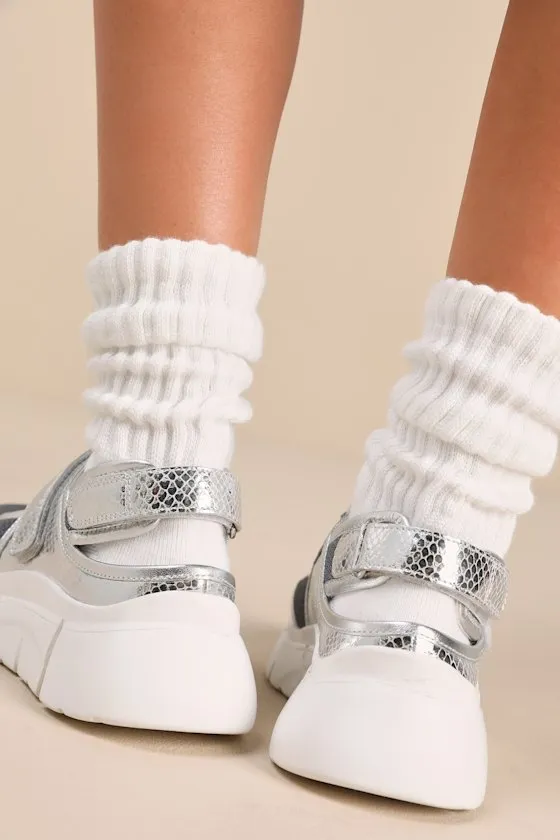 Track Star Metallic Silver Leather Flatform Sneakers sold by Lulus product image thumbnail 3