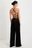Dreams of Disco Black Velvet Lace-Up Jumpsuit sold by Lulus