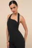Flirty Outing Black Asymmetrical Halter Jumpsuit sold by Lulus