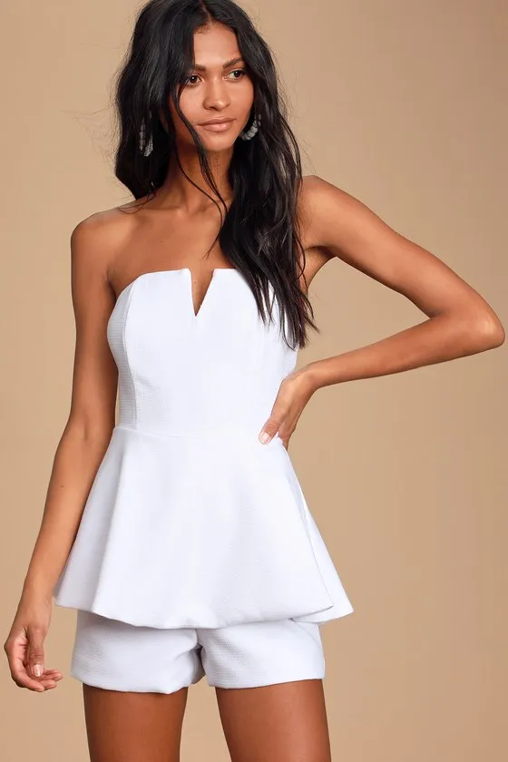 Where You Are White Strapless Romper sold by Lulus product image thumbnail 2