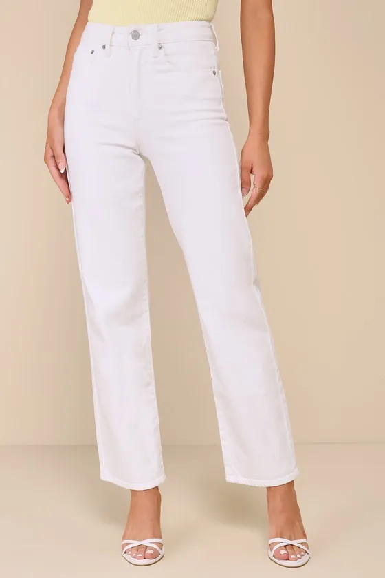 Stylish Journey White Denim High-Rise Straight Leg Jeans sold by Lulus product image thumbnail 2