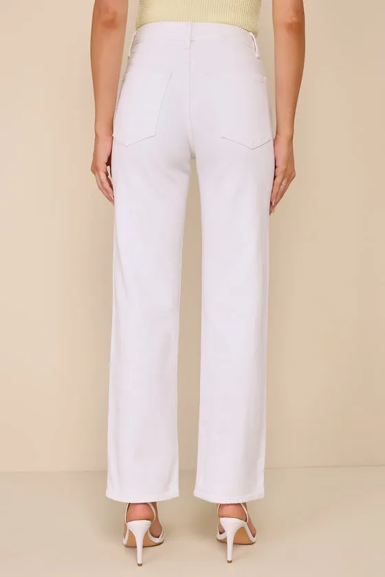 Stylish Journey White Denim High-Rise Straight Leg Jeans sold by Lulus product image thumbnail 3