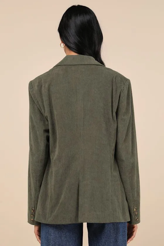 Darling Academic Olive Green Corduroy Oversized Blazer sold by Lulus product image thumbnail 4