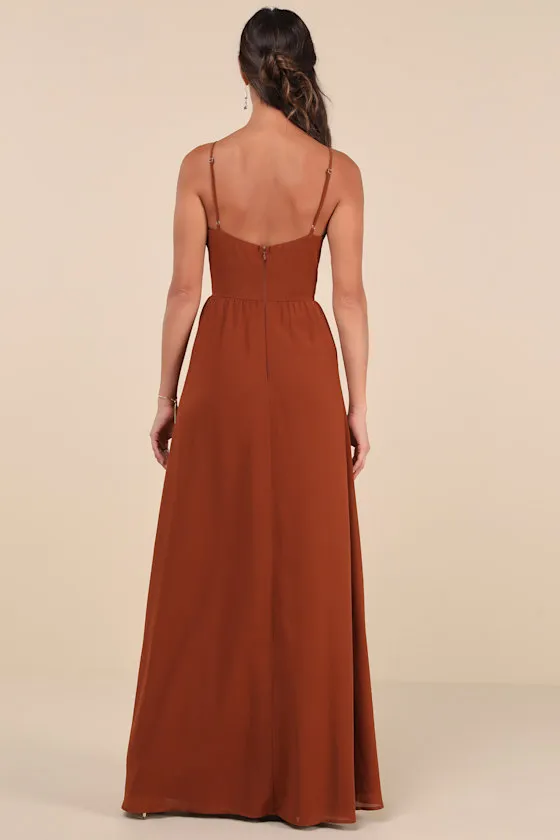 Exuding Excellence Brown Sleeveless Bustier Maxi Dress sold by Lulus product image thumbnail 2
