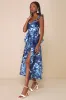 Memorable Poise Blue Floral Ruffled Bustier Midi Dress sold by Lulus
