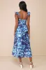 Memorable Poise Blue Floral Ruffled Bustier Midi Dress sold by Lulus