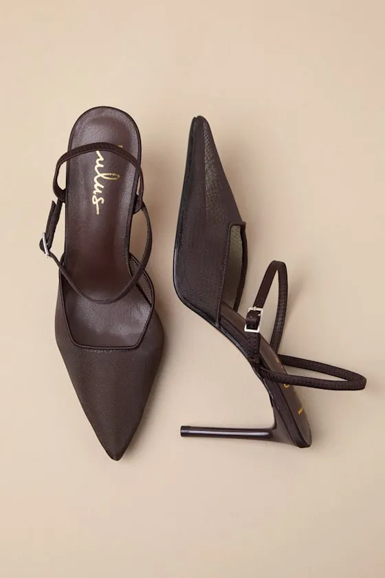 Zylla Chocolate Mesh Pointed-Toe Pumps sold by Lulus product image thumbnail 2