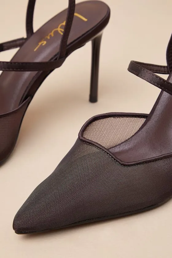 Zylla Chocolate Mesh Pointed-Toe Pumps sold by Lulus product image thumbnail 3