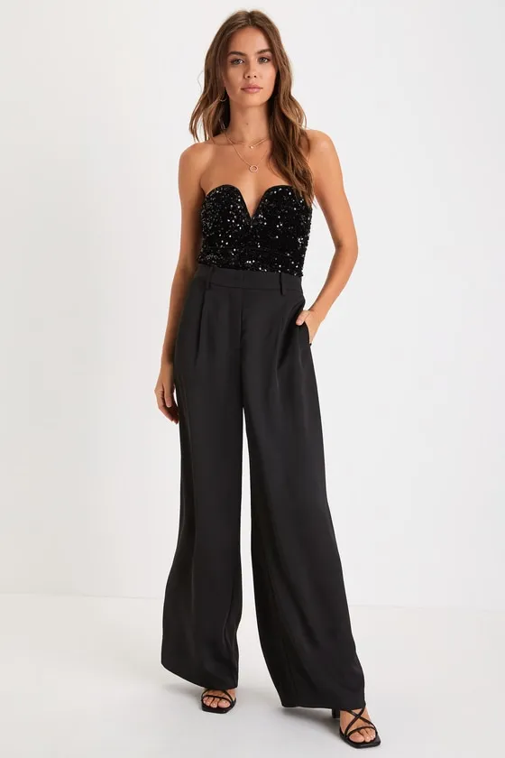 Sparkling Influence Black Velvet Sequin Strapless Crop Top sold by Lulus product image thumbnail 2