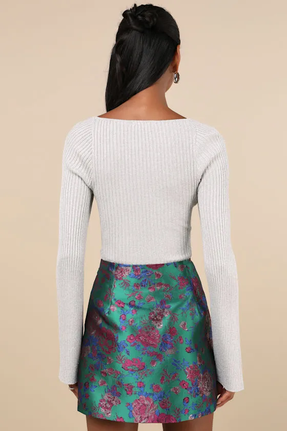 Noteworthy Charisma Emerald Floral Mini Skirt sold by Lulus product image thumbnail 2