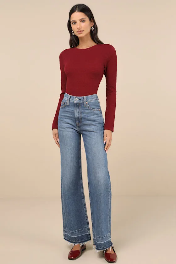 Iconic Composure Wine Red Textured Twist-Back Long Sleeve Top sold by Lulus product image thumbnail 3
