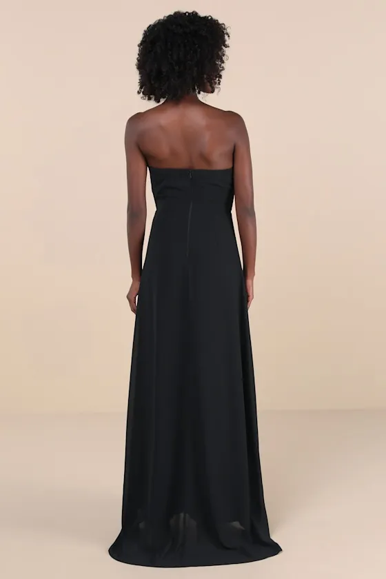 Splendid Aura Black Chiffon Pleated Strapless Maxi Dress sold by Lulus product image thumbnail 2