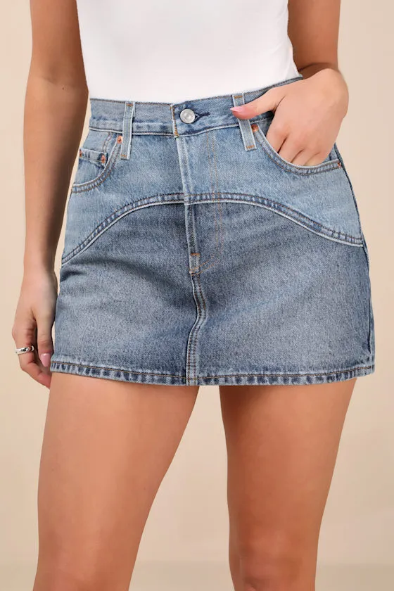 Western Icon Medium Wash Denim Mini Skirt sold by Lulus product image thumbnail 2