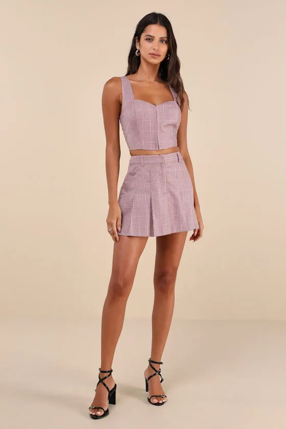 Cute Perception Pink Plaid Cropped Bustier Tank Top sold by Lulus product image thumbnail 3