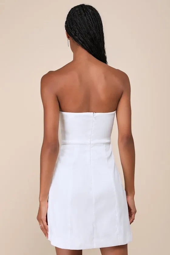 Especially Perfect White Taffeta Bow Cutout Strapless Mini Dress sold by Lulus product image thumbnail 2