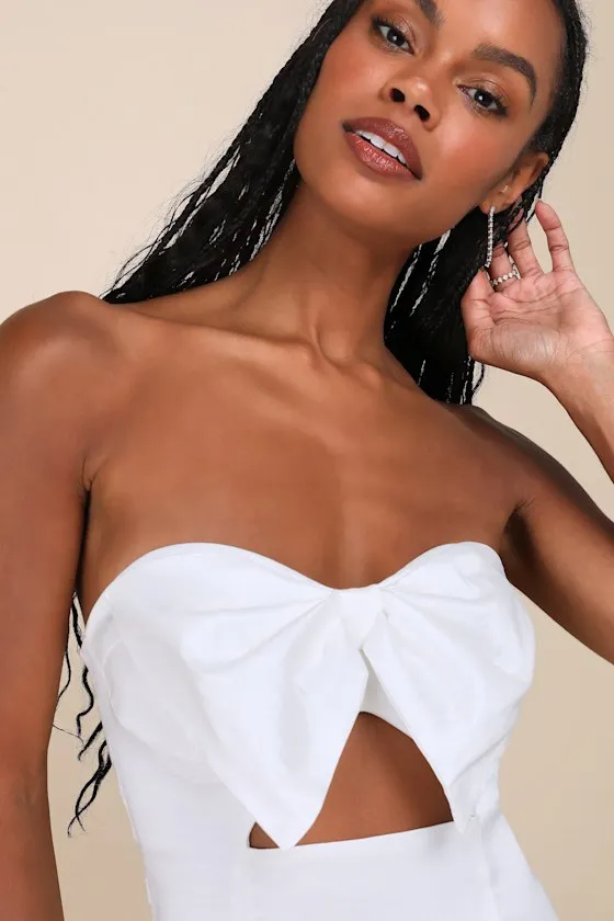 Especially Perfect White Taffeta Bow Cutout Strapless Mini Dress sold by Lulus product image thumbnail 4