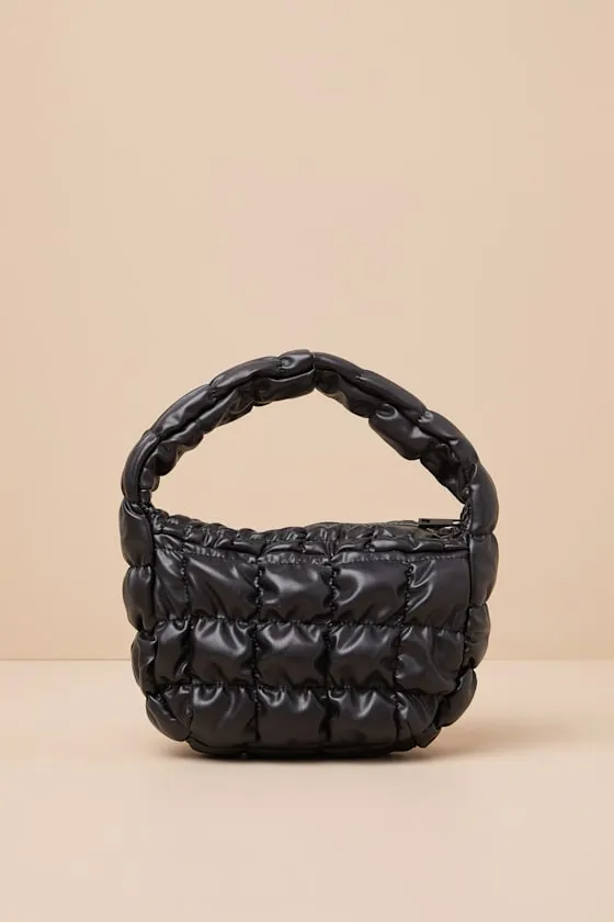 Ricky Black Quilted Puffer Shoulder Bag sold by Lulus product image thumbnail 3