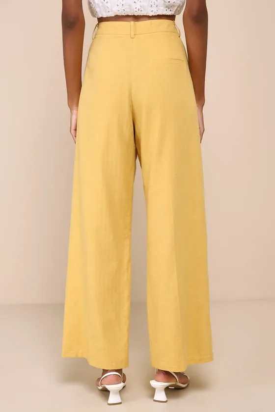 Dashing Sweetness Yellow High-Rise Wide-Leg Trouser Pants sold by Lulus product image thumbnail 3